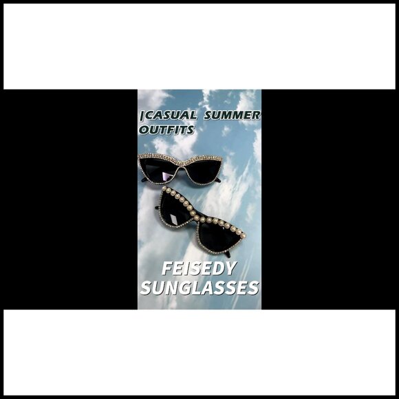 Oversized Cat Eye Sunglasses with Diamond Rhinestone Frame UV Protection main image 6